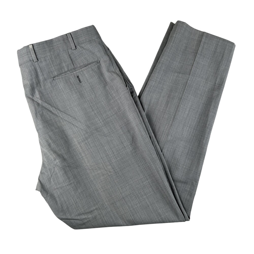 Profilo Pants Mens 40x33 Gray 100% Wool Dress Flat Front Straight Canada